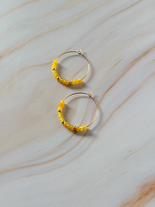 Gem + Jade Beaded Hoop Earrings
