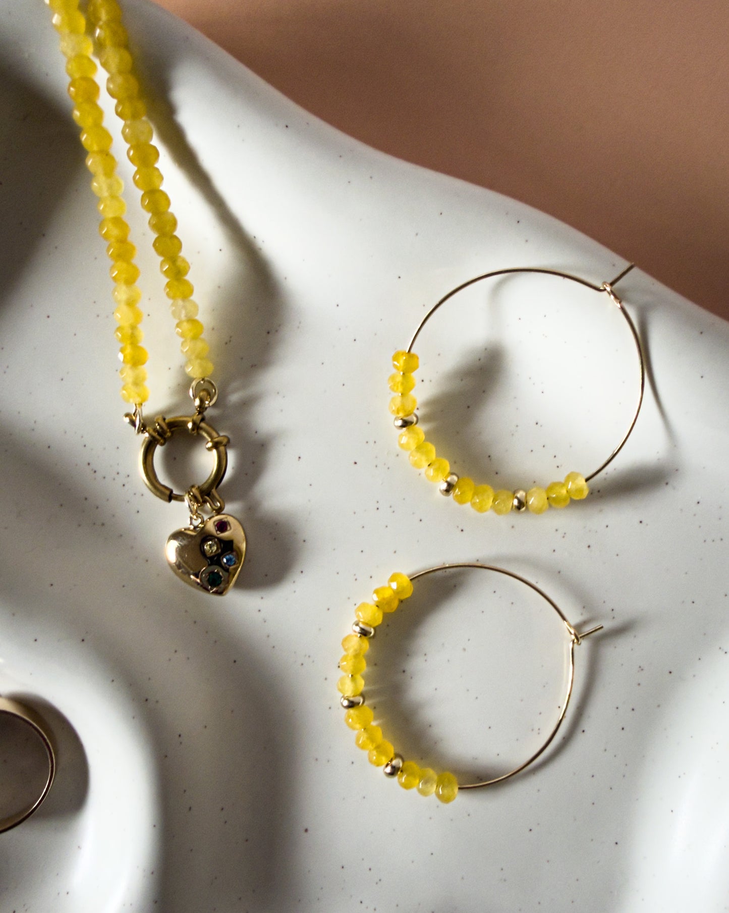 Gem + Jade Beaded Hoop Earrings