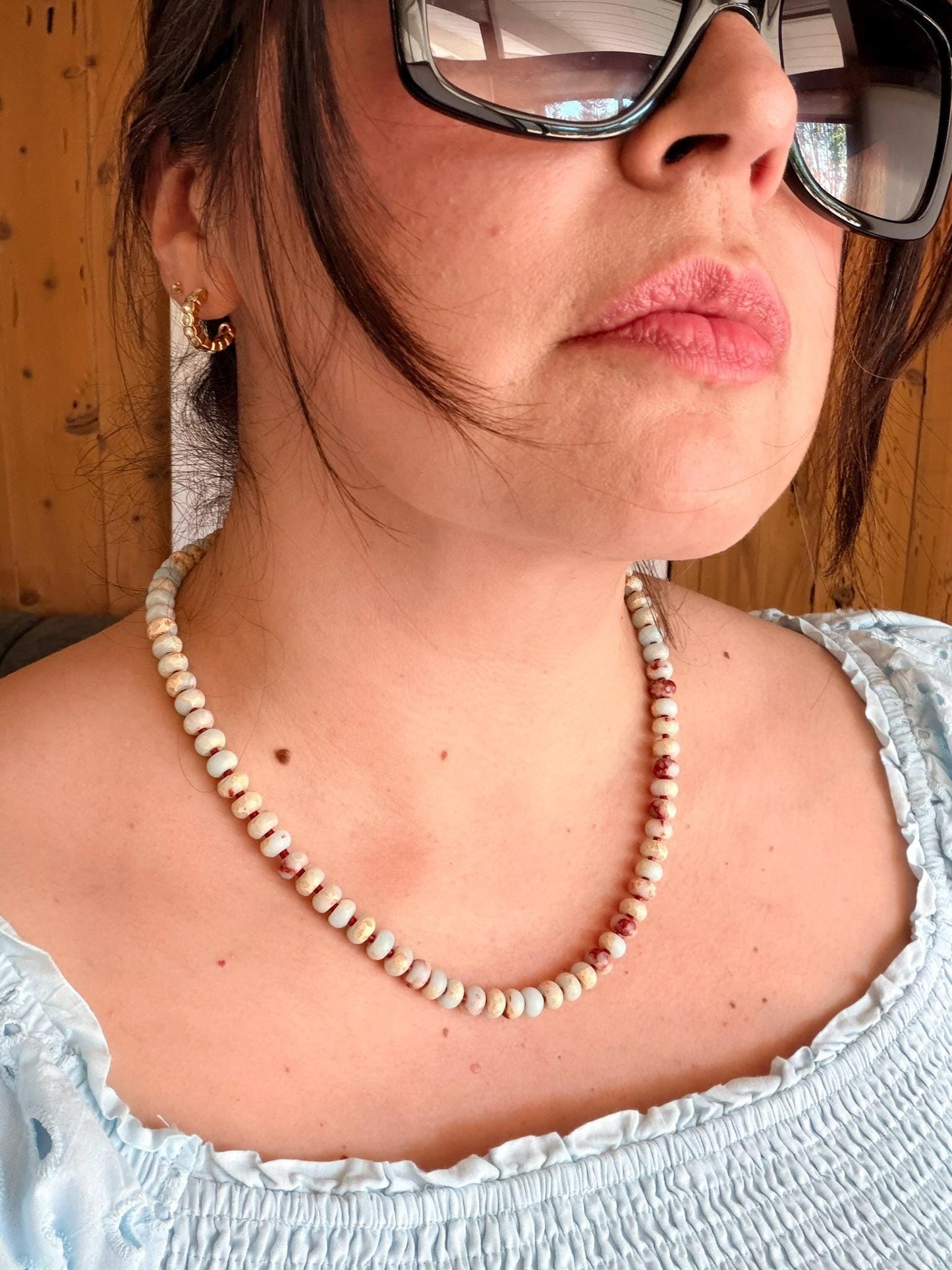 Handmade Natural Shoushan Gemstone Necklace