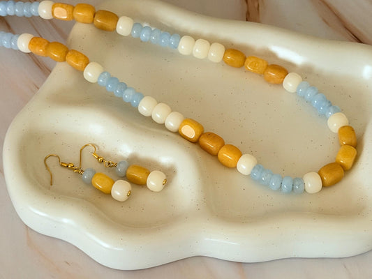 Color Block Natural Gemstone Necklace