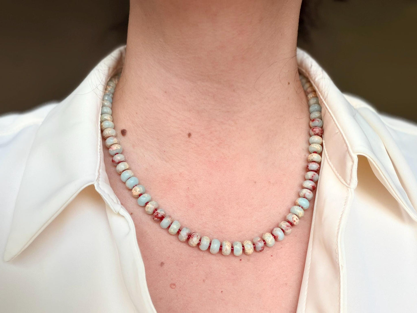 Handmade Natural Shoushan Gemstone Necklace