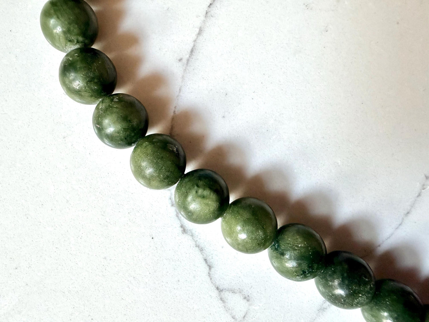 Handmade Natural Green Jade and Freshwater Pearl 20” Necklace