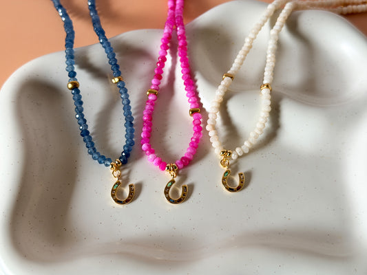 Gem + Jade Lucky Stone Horseshoe Choker