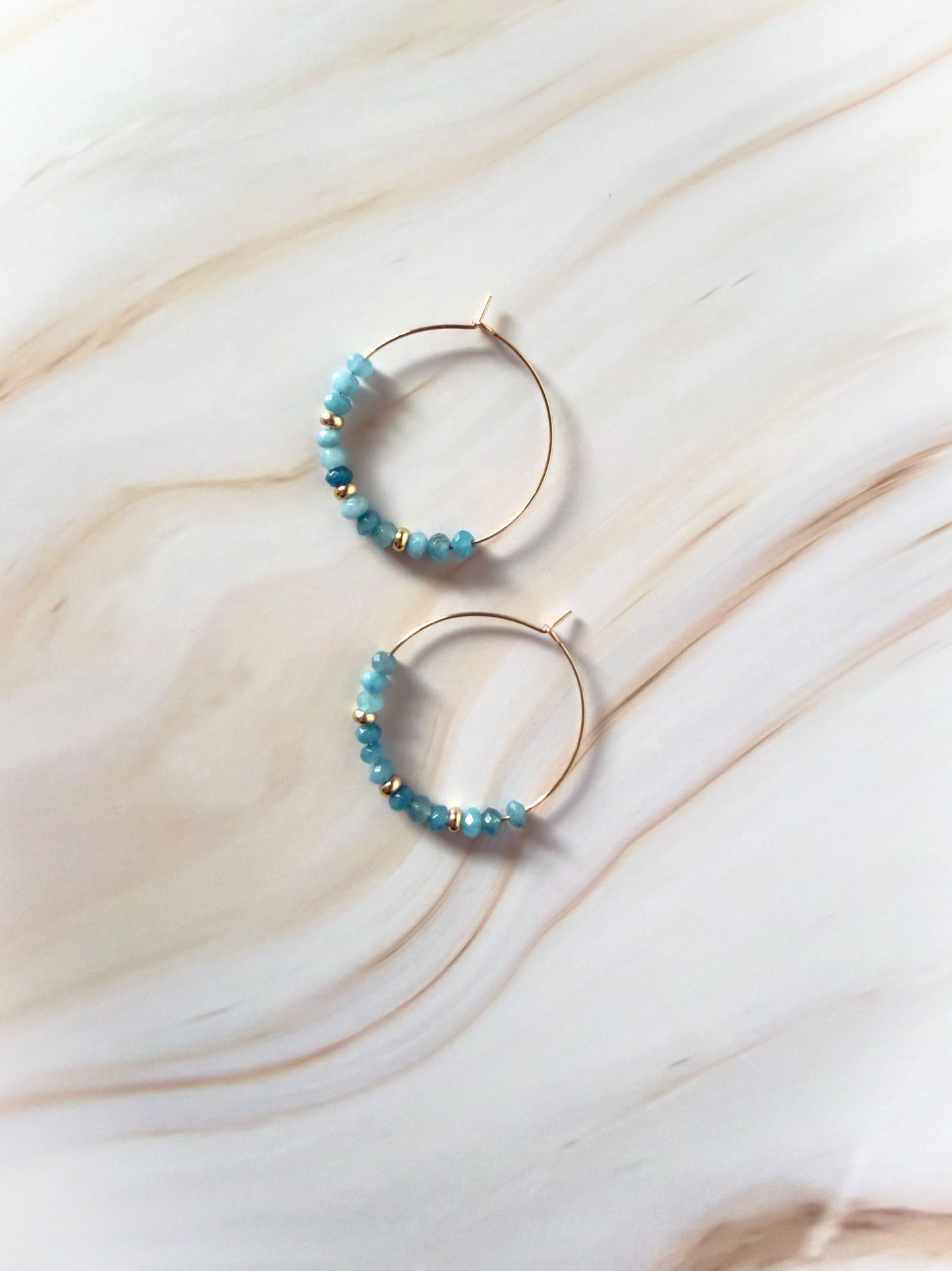 Gem + Jade Beaded Hoop Earrings