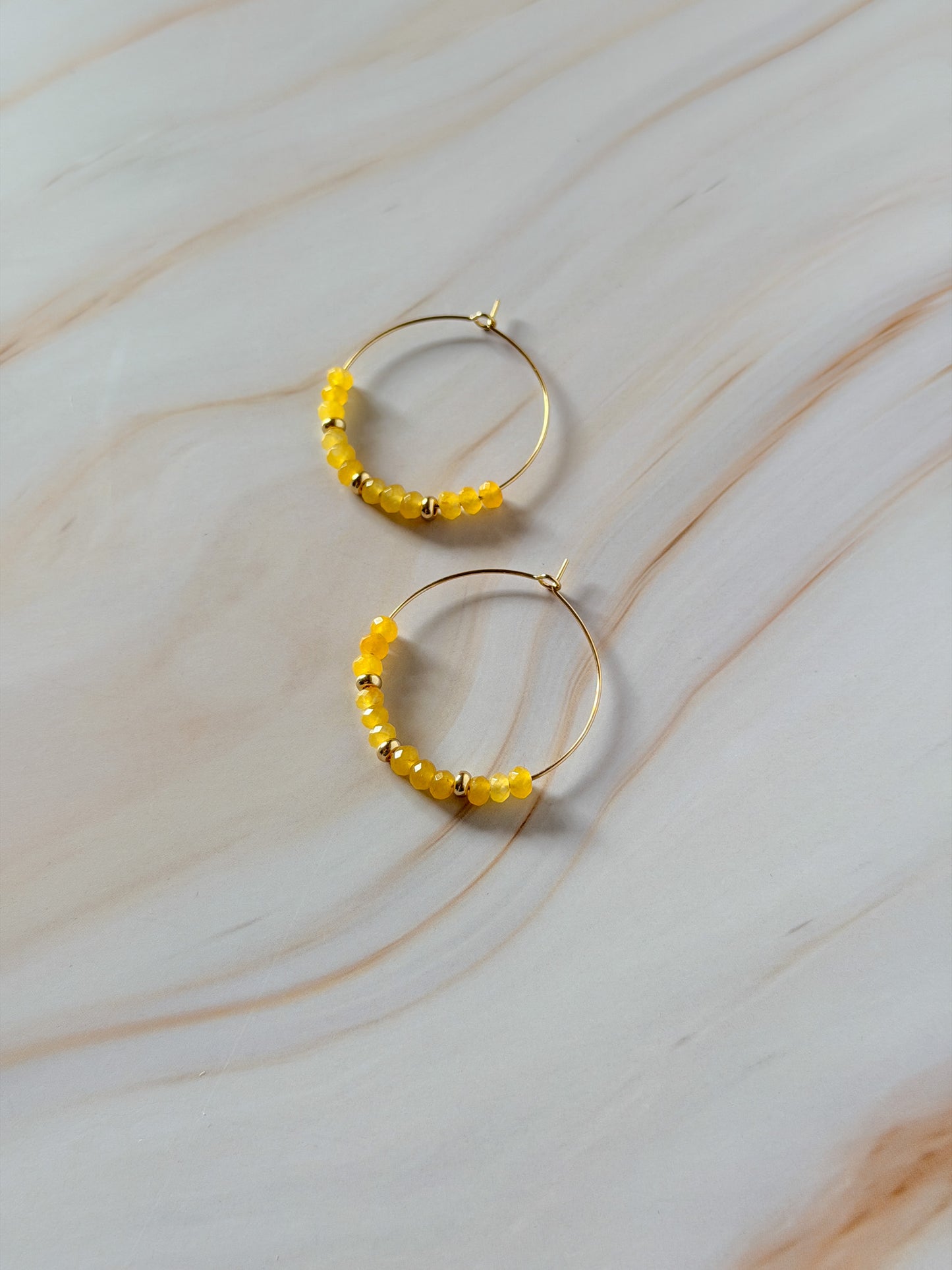 Gem + Jade Beaded Hoop Earrings