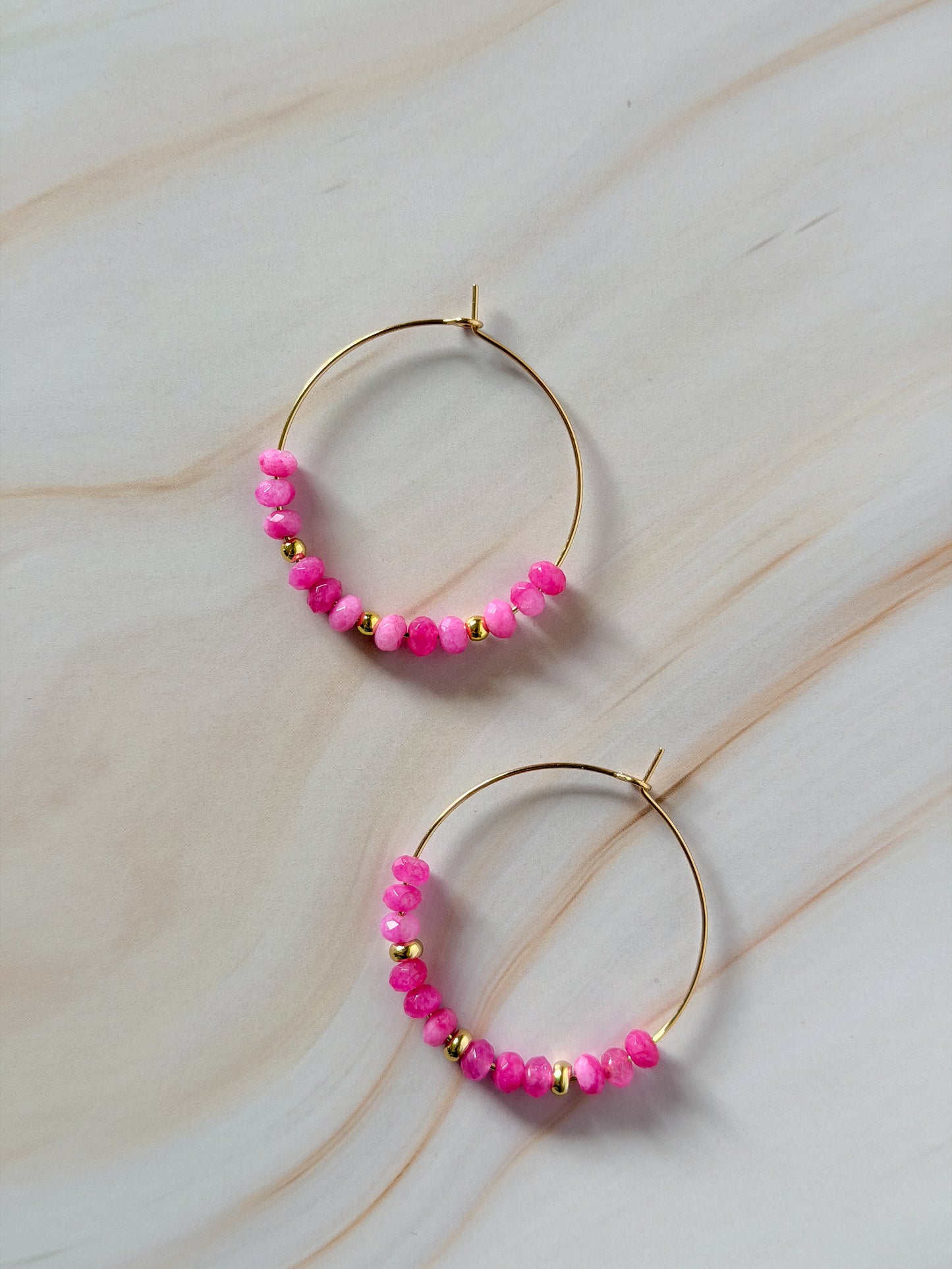 Gem + Jade Beaded Hoop Earrings