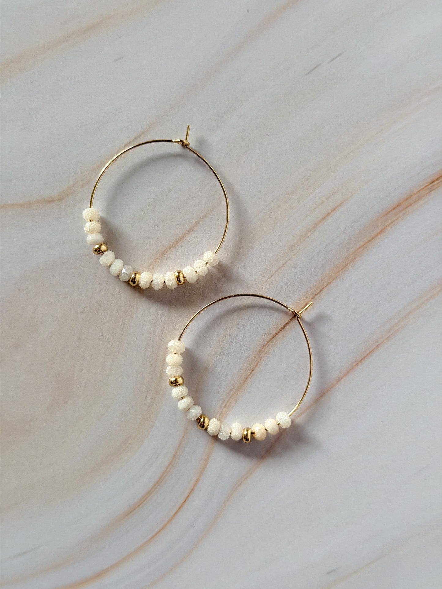 Gem + Jade Beaded Hoop Earrings