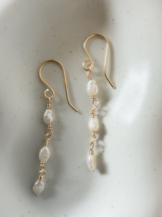 Aria Handmade Vintage Pearl Drop Earrings