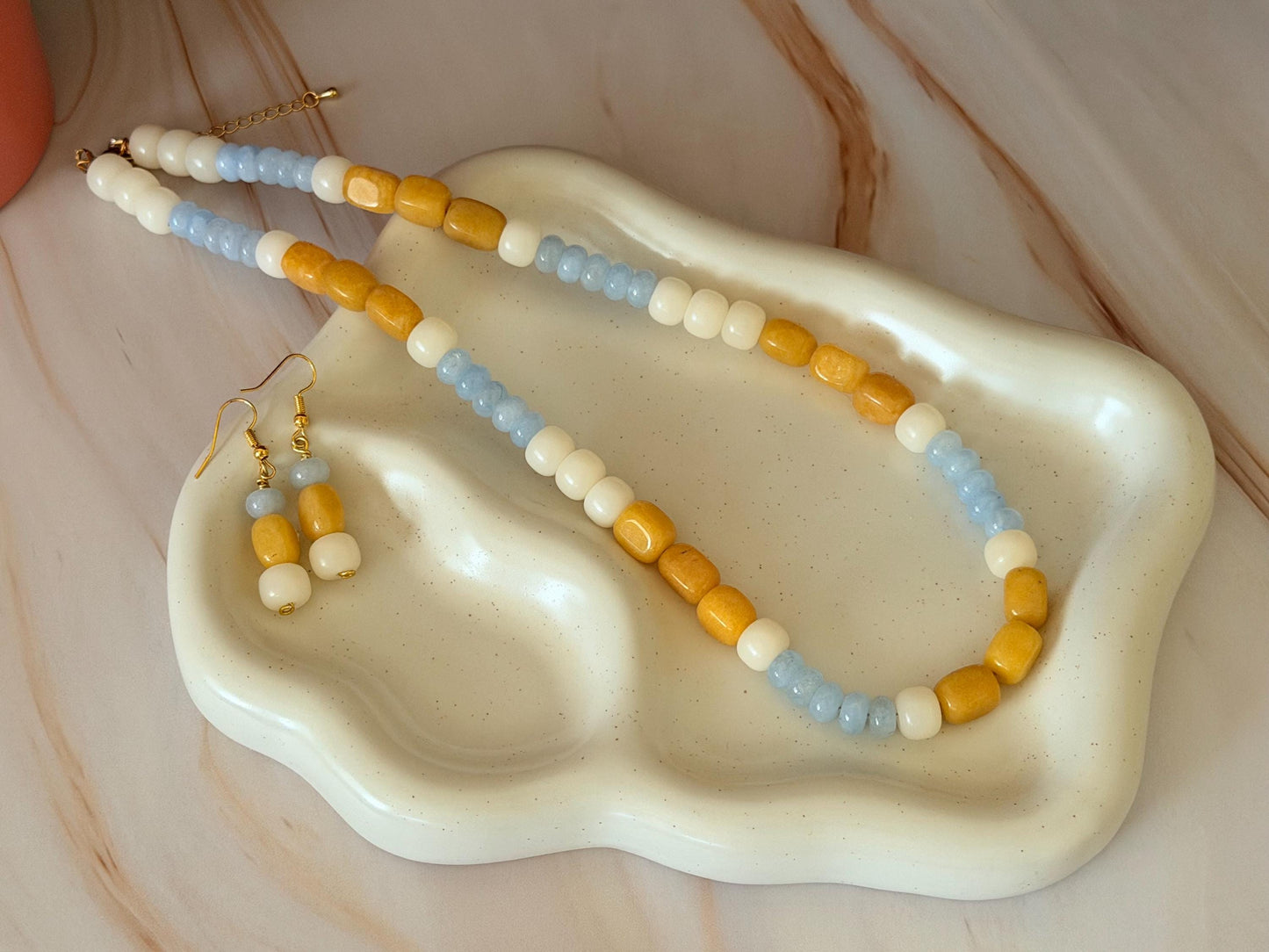 Color Block Natural Gemstone Necklace